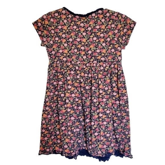 🟢K1131 * Gymboree Girls Floral/Fruit Print Dress Blue Pink Size M 4 Yrs - Picture 3 of 6